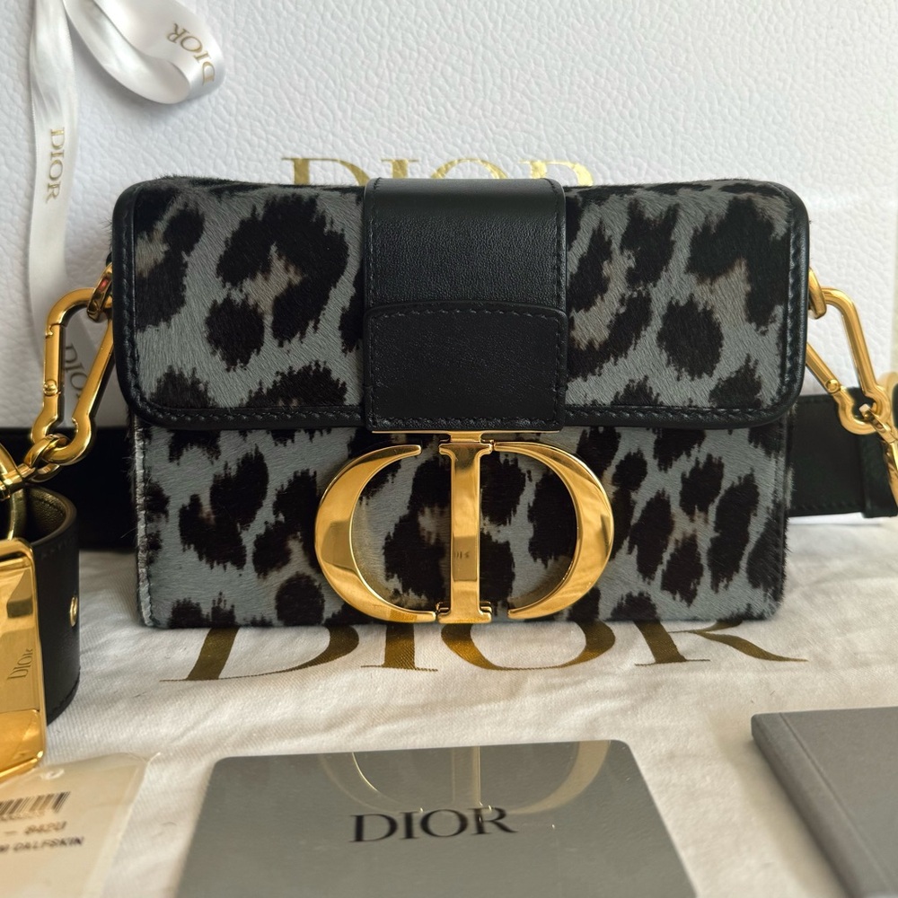 ❌SOLD❌DIOR 30 Montaigne Grey Mizza Pony Hair Calfskin Leather Box Bag - Picture 4 of 13